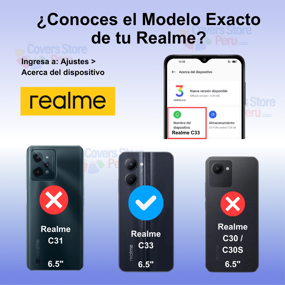 Funda para Realme C33 con Anillo Metálico Rojo Antishock
