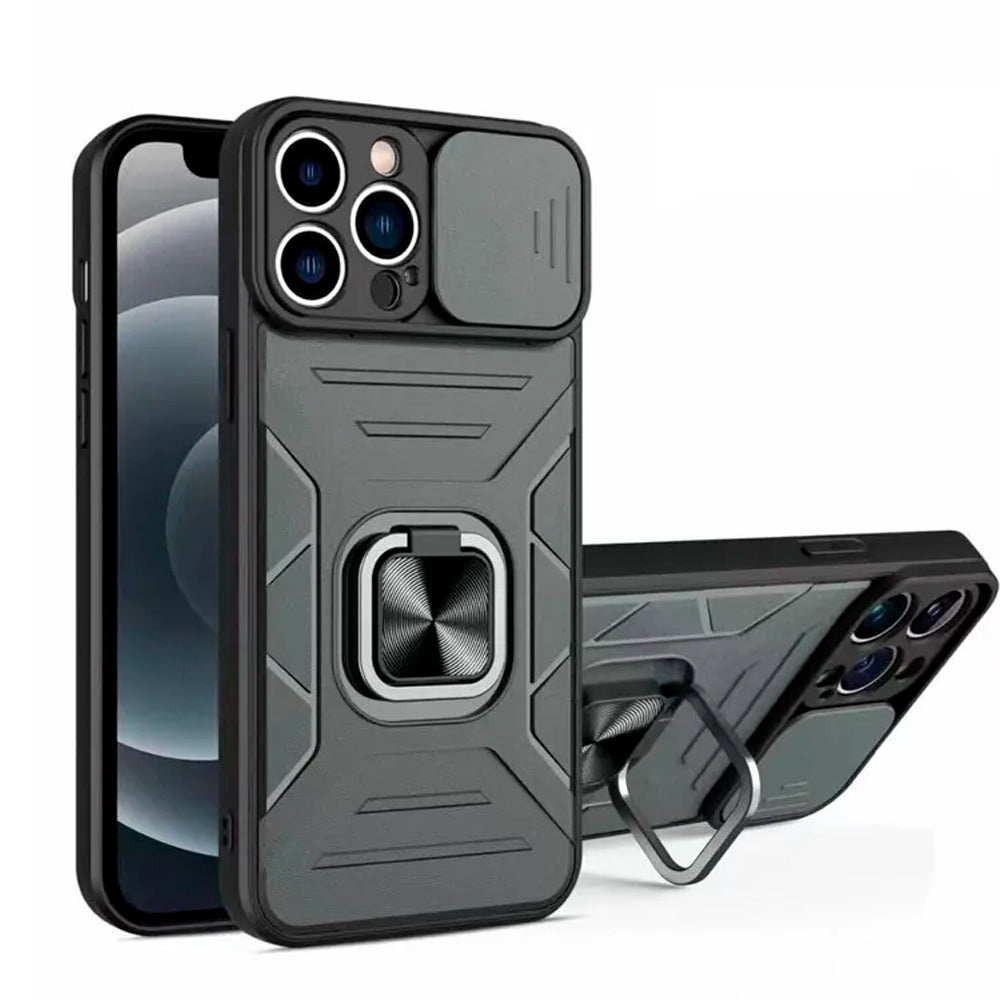 Funda para Motorola G100 Robot Gris con Aro y Protector