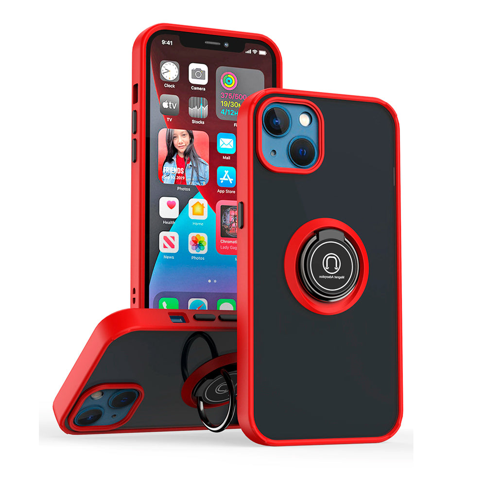 Funda Case para Oppo A74 Ahumado con Anillo Rojo