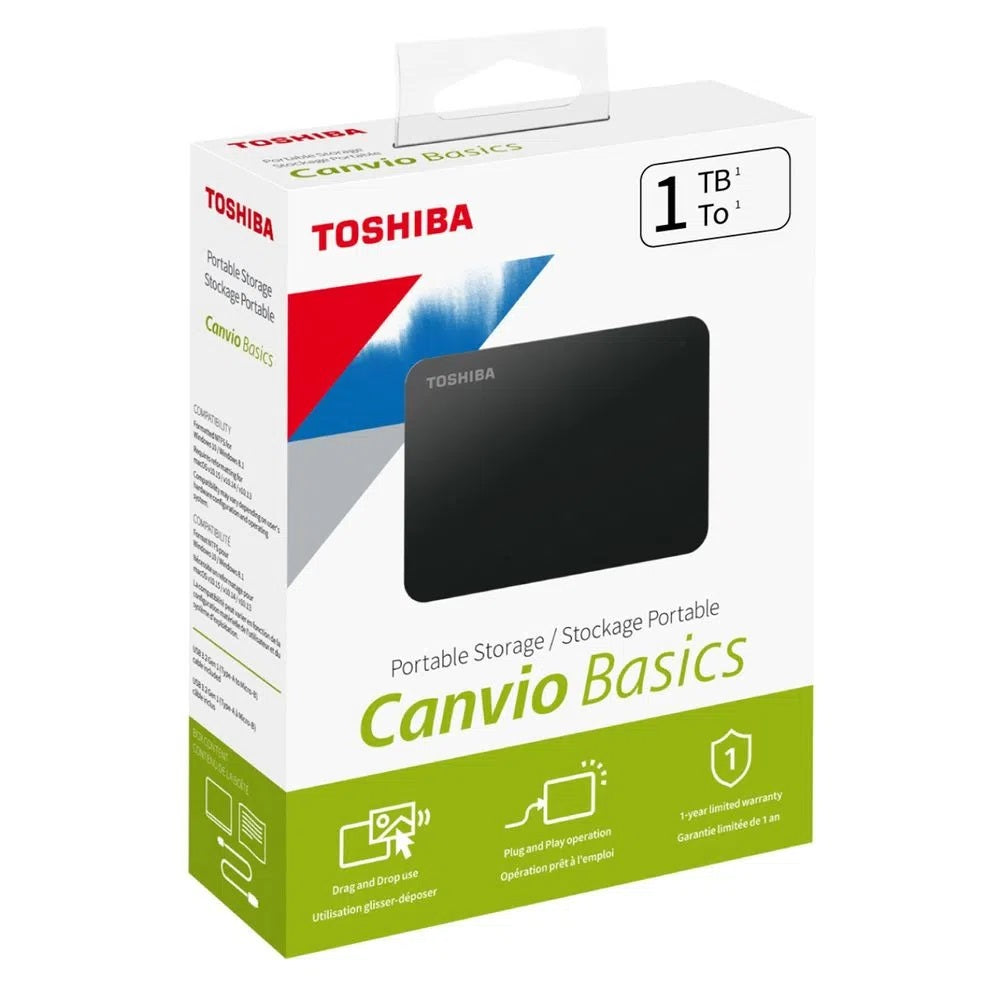 Disco Toshiba Duro Externo 1TB USB 3.0 Canvio Basics Negro