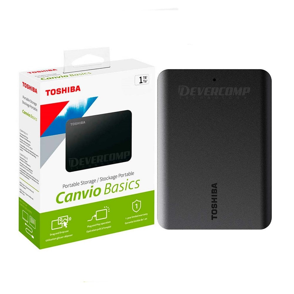 Disco Toshiba Duro Externo 1TB USB 3.0 Canvio Basics Negro