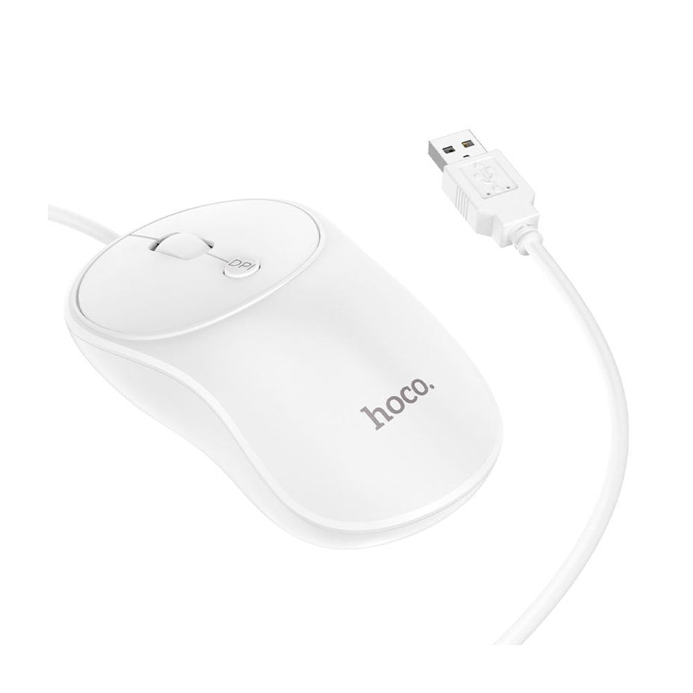 Mouse para PC Alámbrico Conexión USB 1.5m Hoco GM13 Blanco