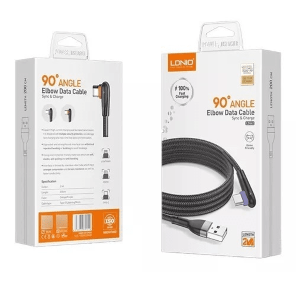 Cable De Datos USB a Lightning 2m Ldnio LS562 Negro Calidad