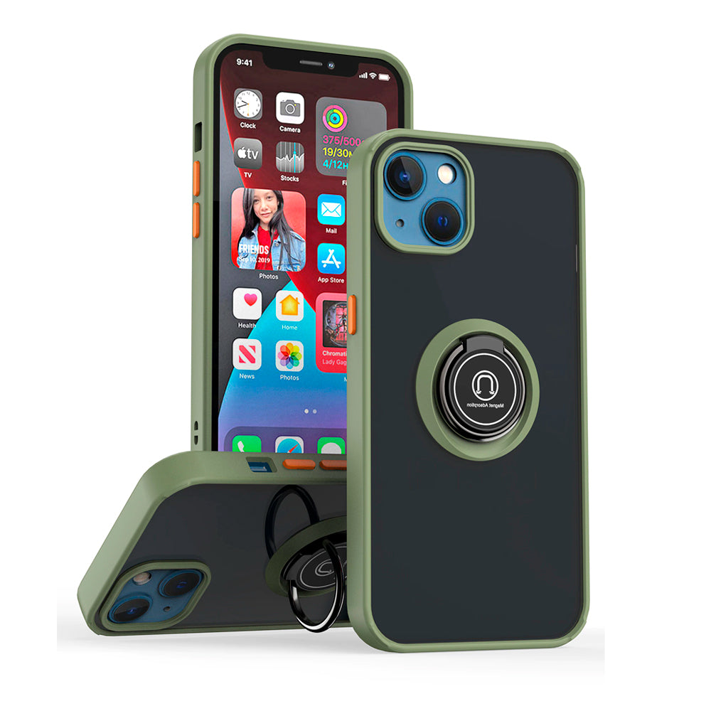 Funda para Motorola Moto E32 Ahumado con Anillo Verde Claro