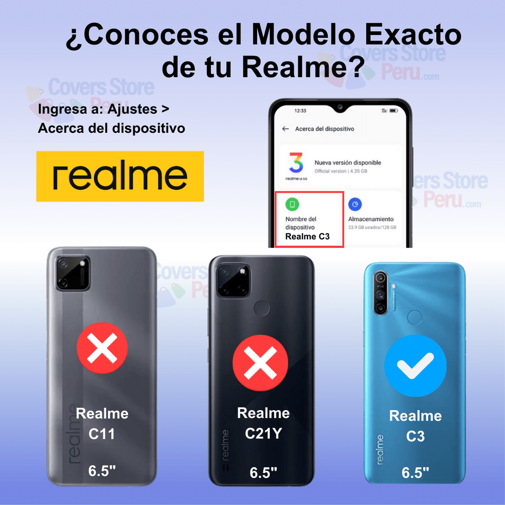 Funda Case para Realme C3 TPU 100% Transparente Antishock