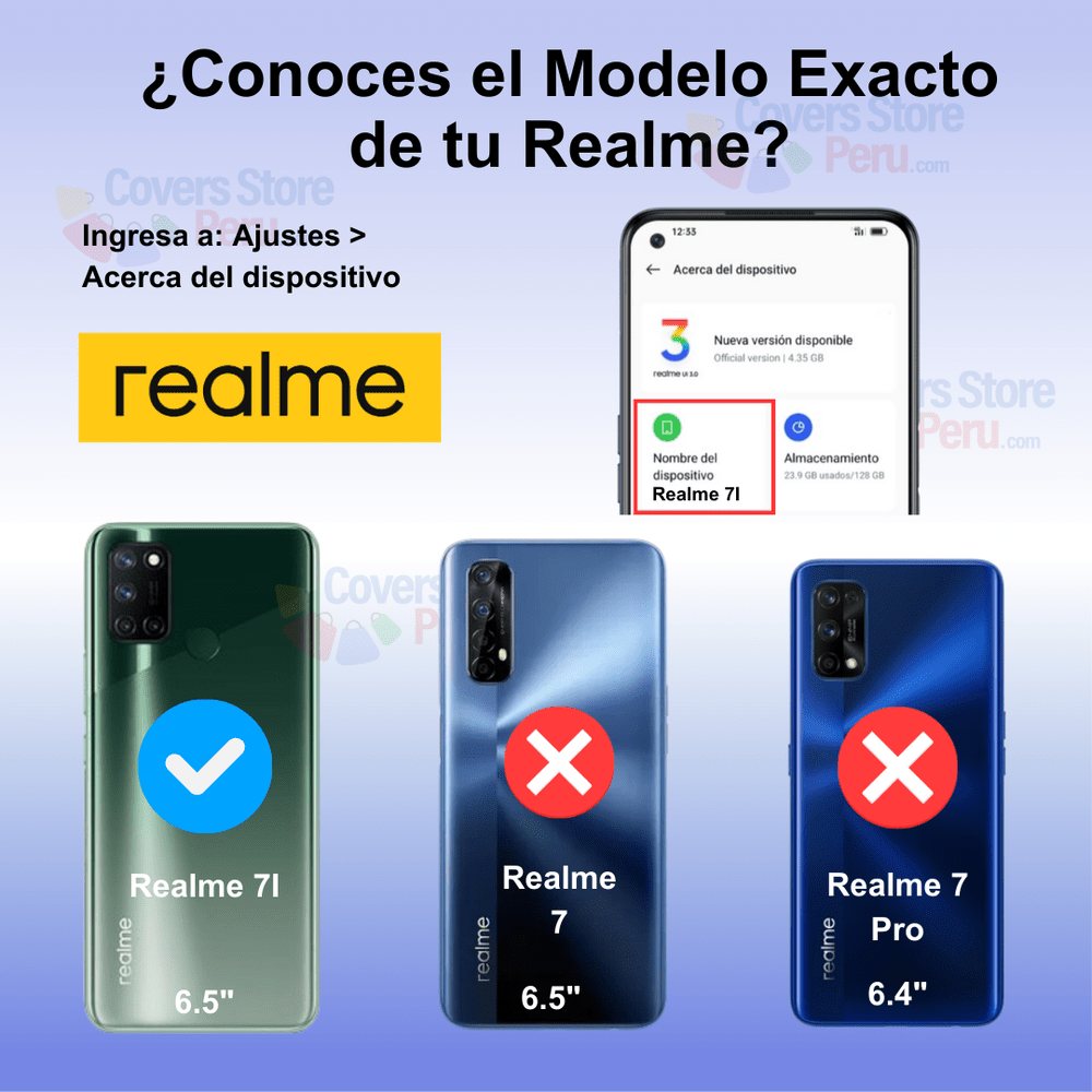 Funda Case para Realme 7i TPU 100% Transparente Antishock
