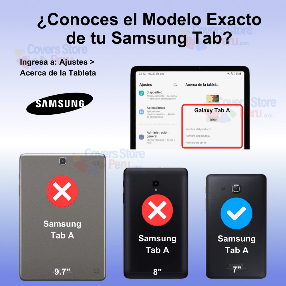 Funda para Samsung Tab A 7" Flipcover Giratoria Azul