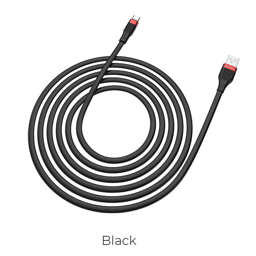 Cable USB a Tipo C 1.2m Hoco U72 Negro De Silicona Calidad