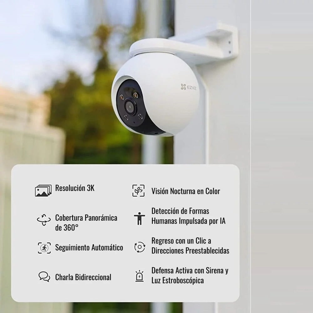 Cámara de Seguridad Wi-Fi Exterior 360° Ezviz H8 Pro 3K