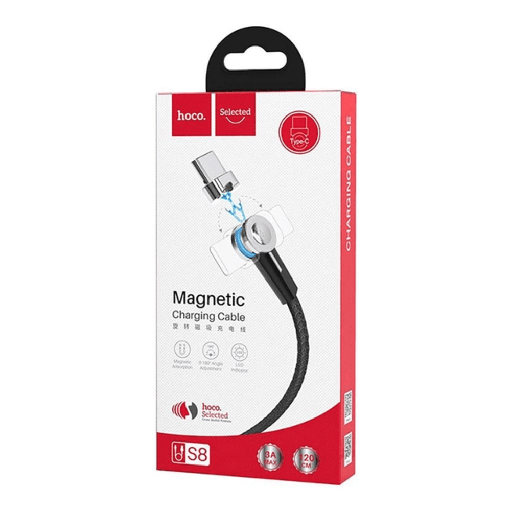 Cable Magnetico Giratorio USB a Tipo C 1.2m Hoco S8 Negro