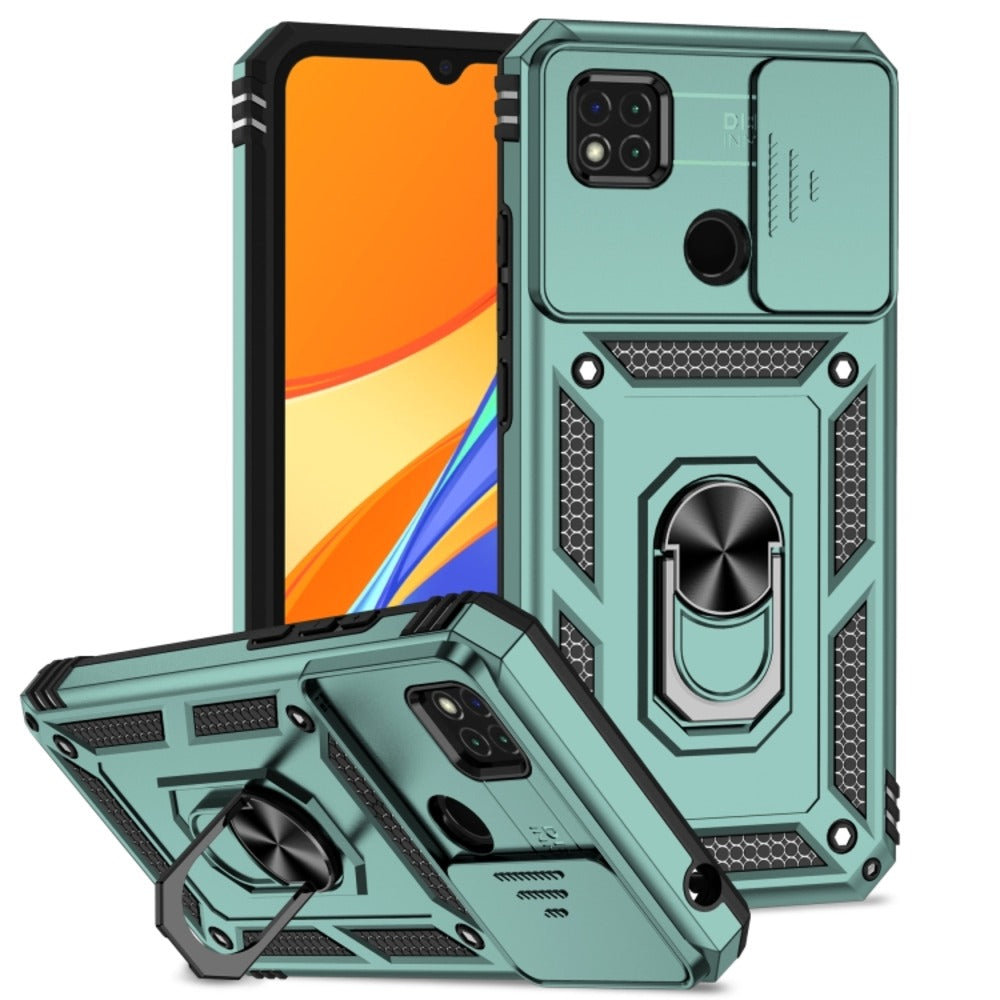 Funda Case de Xiaomi Redmi 9C Holder Protector Camara Verde