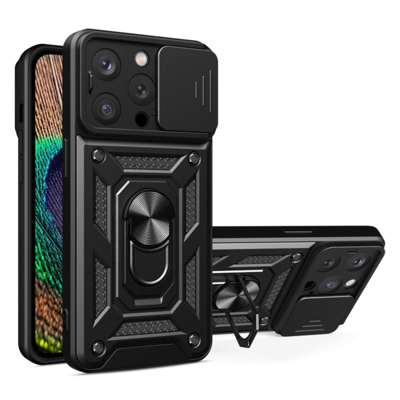 Funda Case para iPhone 14 Pro Holder Protector Camara Negro