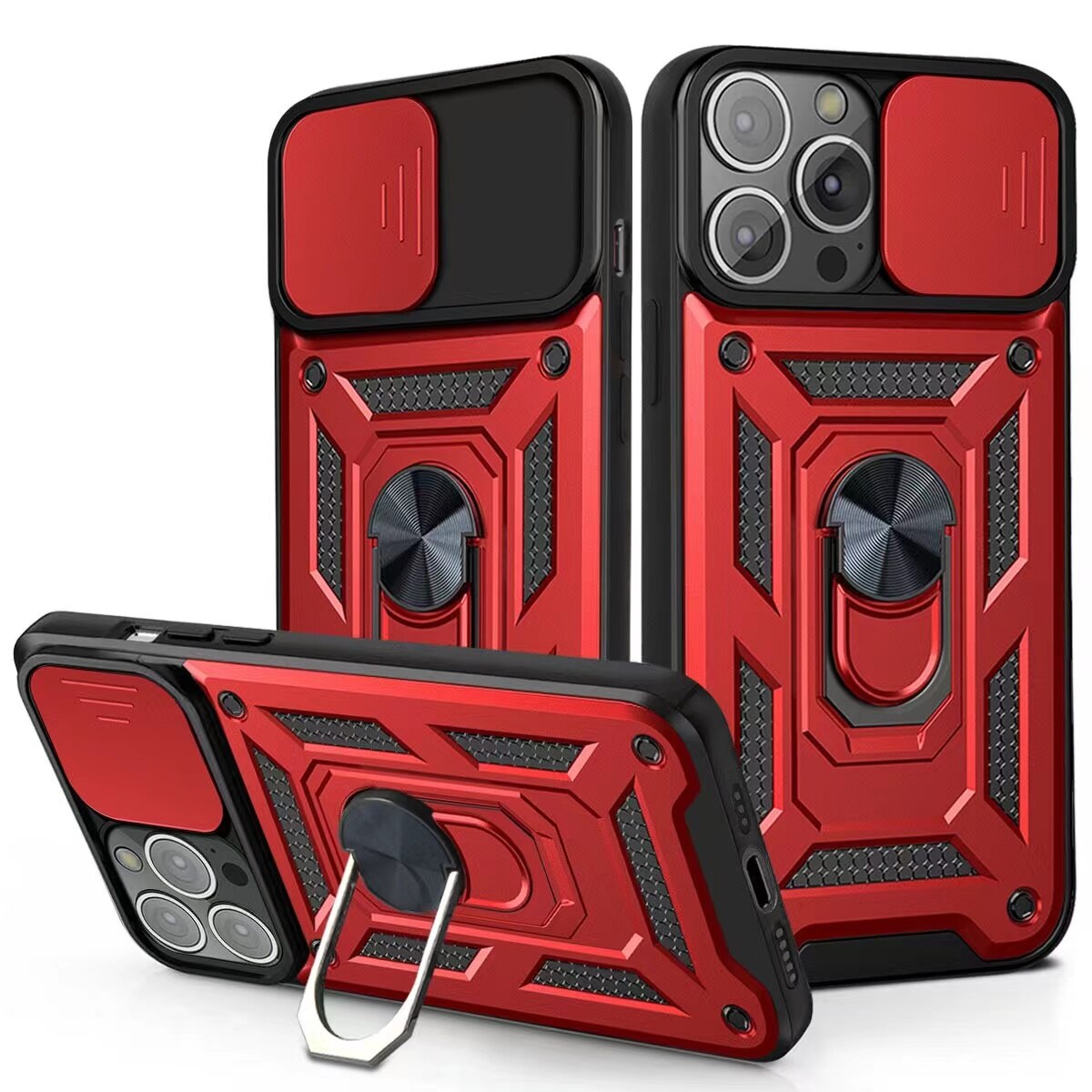 Funda Case para Samsung A02s Holder Protector Camara Rojo