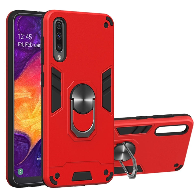 Funda para Samsung A50 con Anillo Metálico Rojo Antishock