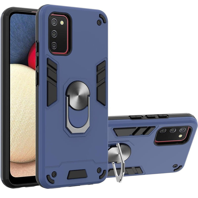 Funda para Samsung A02s con Anillo Metálico Azul Antishock