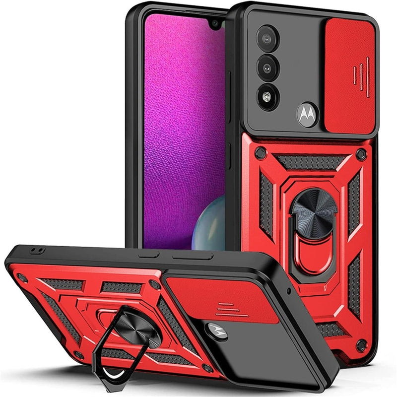 Funda Case para Motorola E20 Holder Protector Camara Rojo