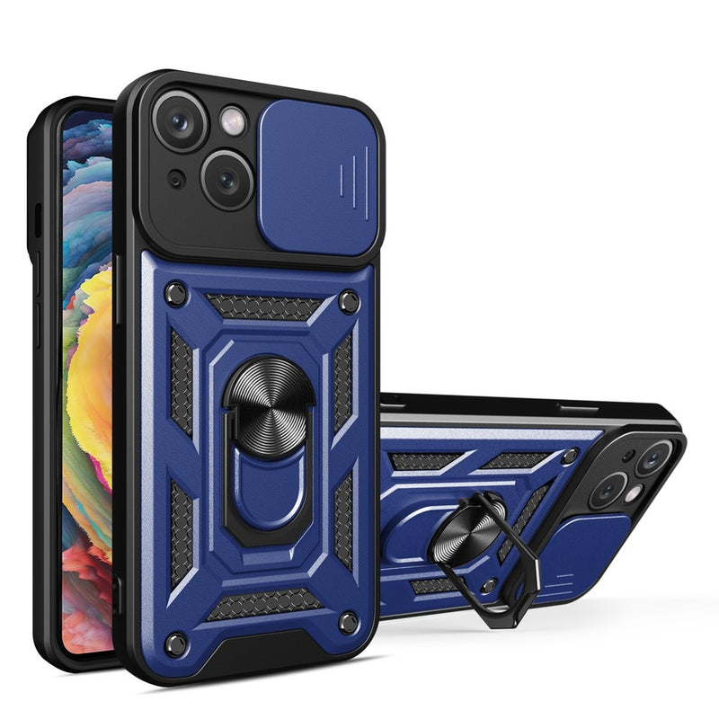 Funda Case para iPhone 13 Holder Protector Camara Azul