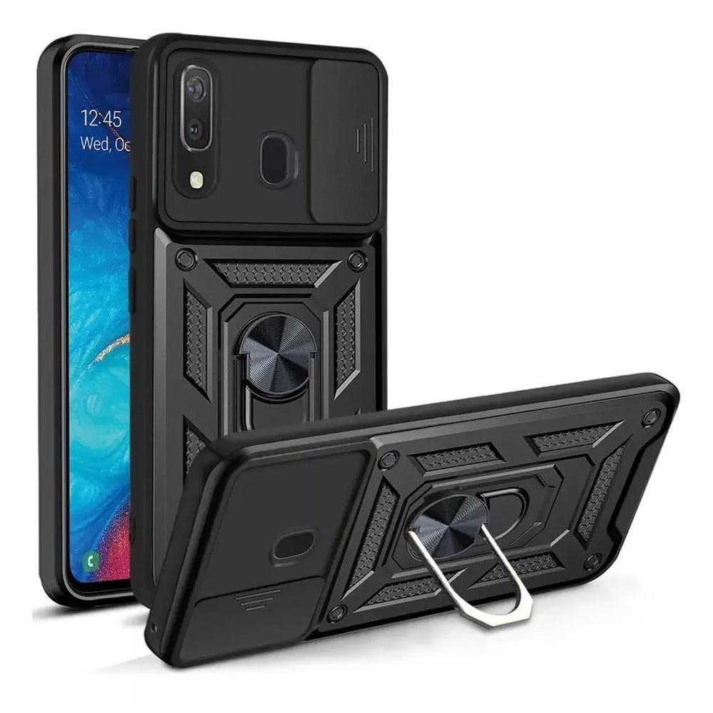 Funda Case para Samsung A20 Holder Protector Camara Negro