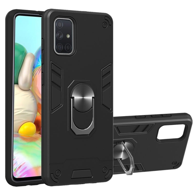 Funda para Samsung A73 con Anillo Metálico Negro Antishock