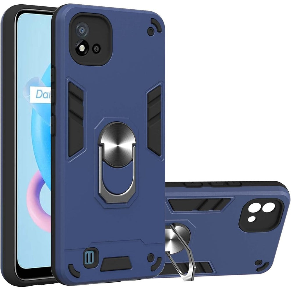 Funda Case para Realme C11 2021 con Anillo Metálico Azul