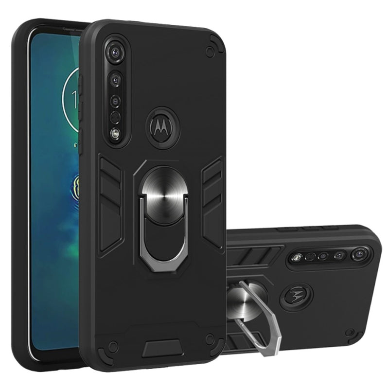 Funda para Motorola Moto G8 Plus con Anillo Metálico Negro