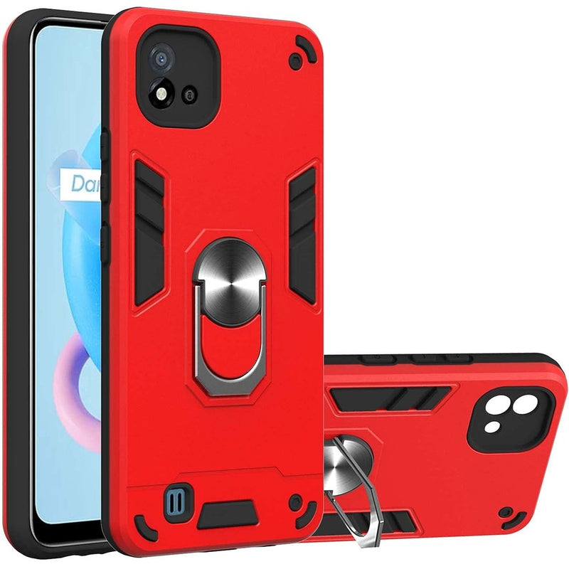 Funda Case para Realme C11 2021 con Anillo Metálico Rojo