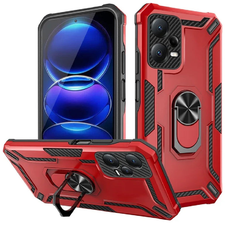 Funda Case de Xiaomi Note 12 Holder Parante con Anillo Rojo