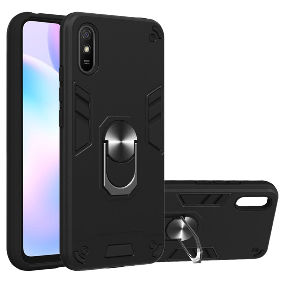 Funda Case para Xiaomi Redmi 9A con Anillo Metálico Negro