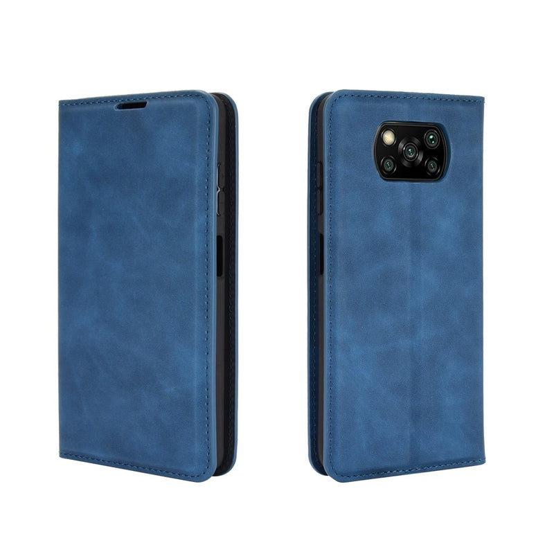 Funda Case para Xiaomi Poco X3 Flip Cover Azul Antishock