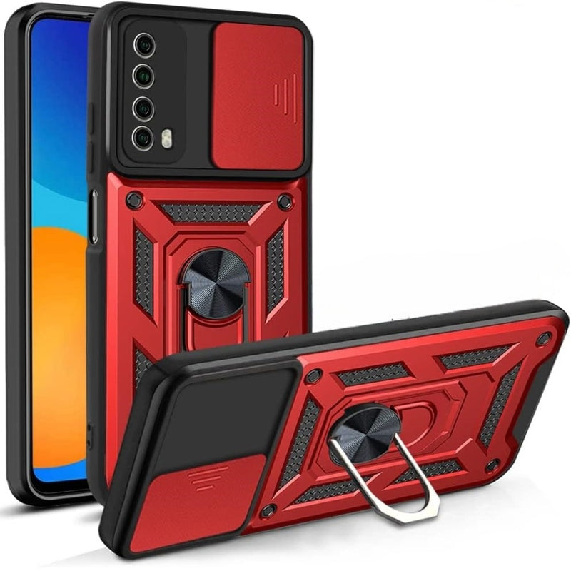 Funda Case para Huawei Y7A Holder Protector Camara Rojo