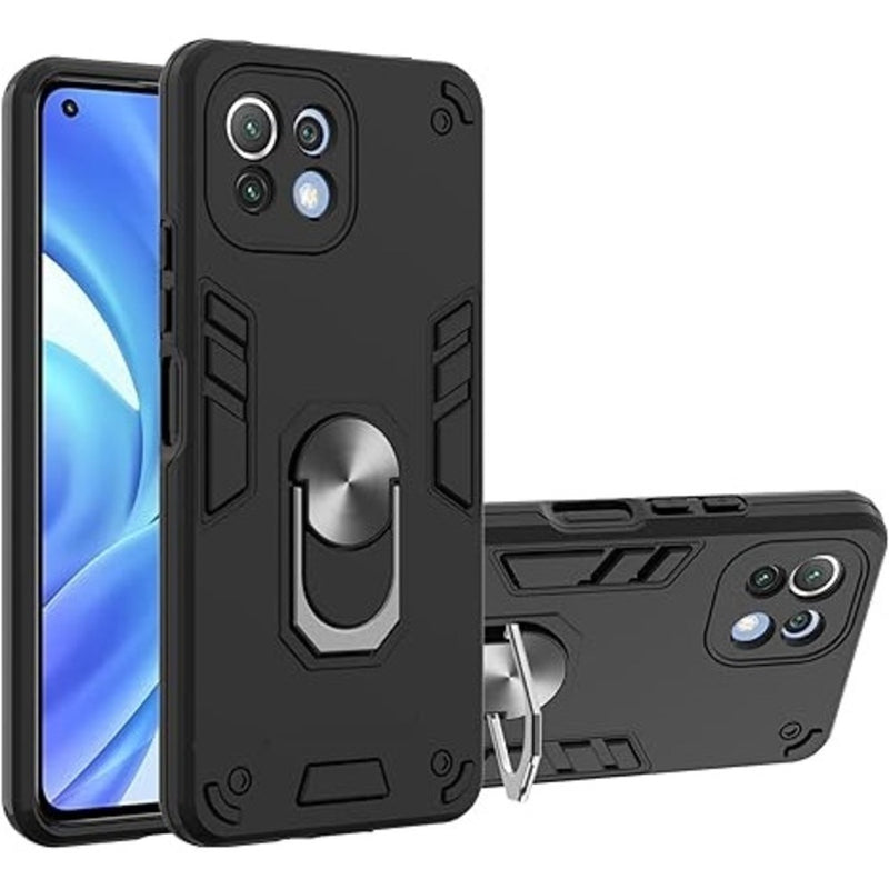 Funda Case para Xiaomi Mi 11 Lite con Anillo Metálico Negro