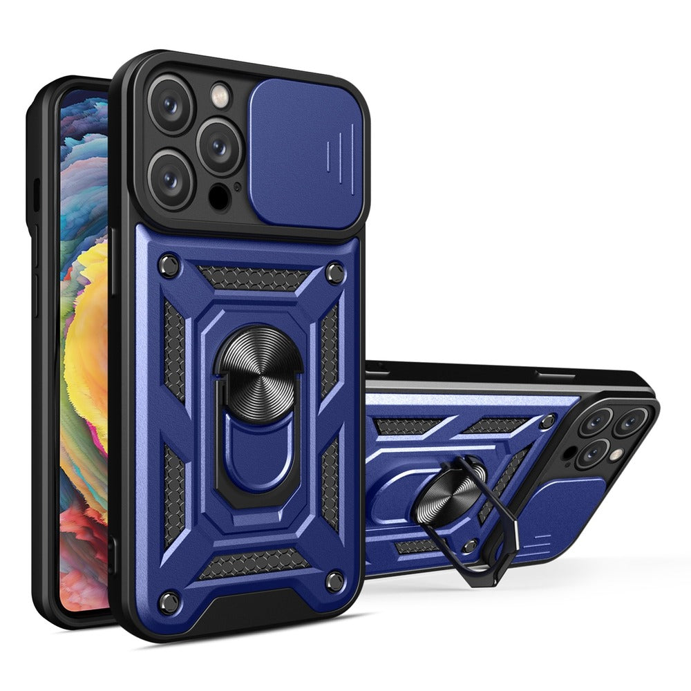 Funda para iPhone 14 Pro Max Holder Protector Camara Azul