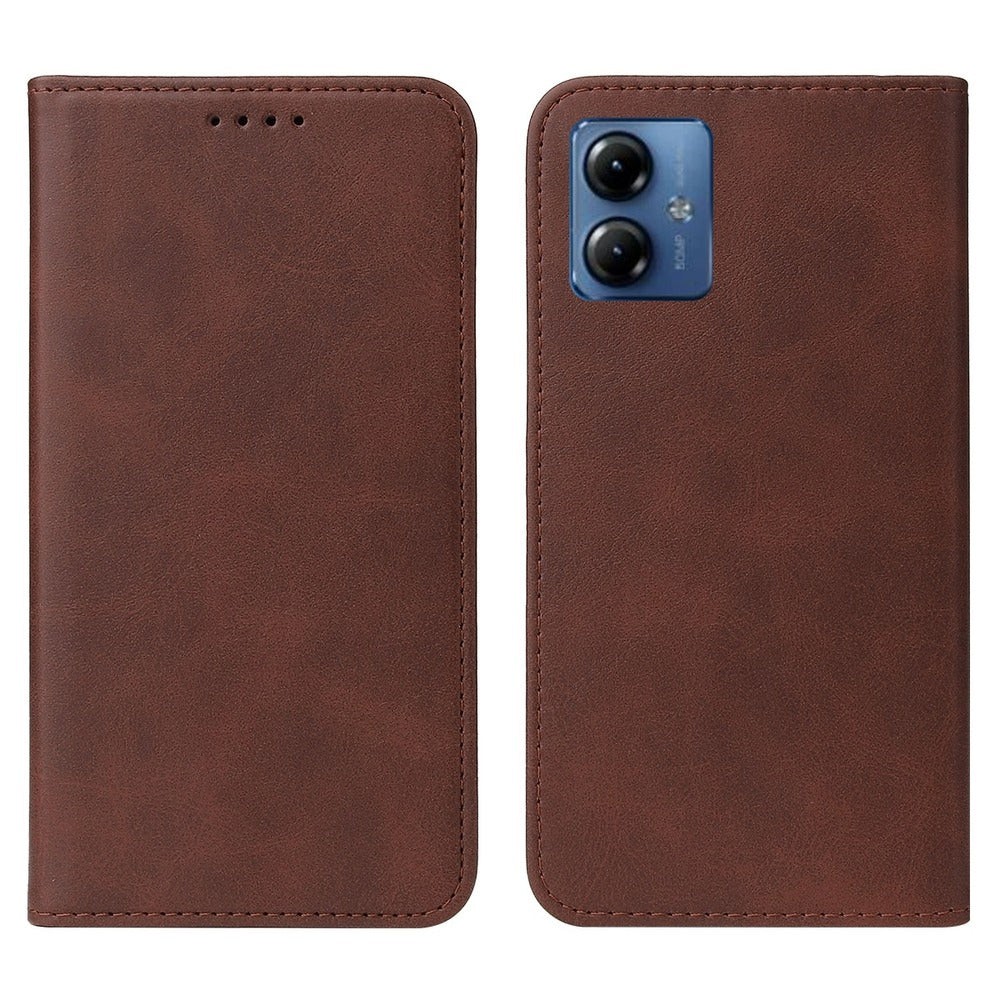 Funda para Motorola Moto G14 Flip Cover Marrón Antishock