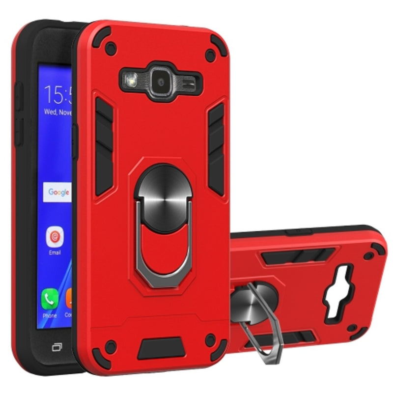 Funda de Samsung J7 Neo con Anillo Metálico Rojo Antishock