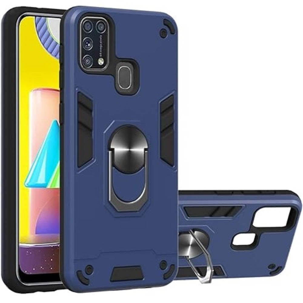 Funda para Samsung A21s con Anillo Metálico Azul Antishock