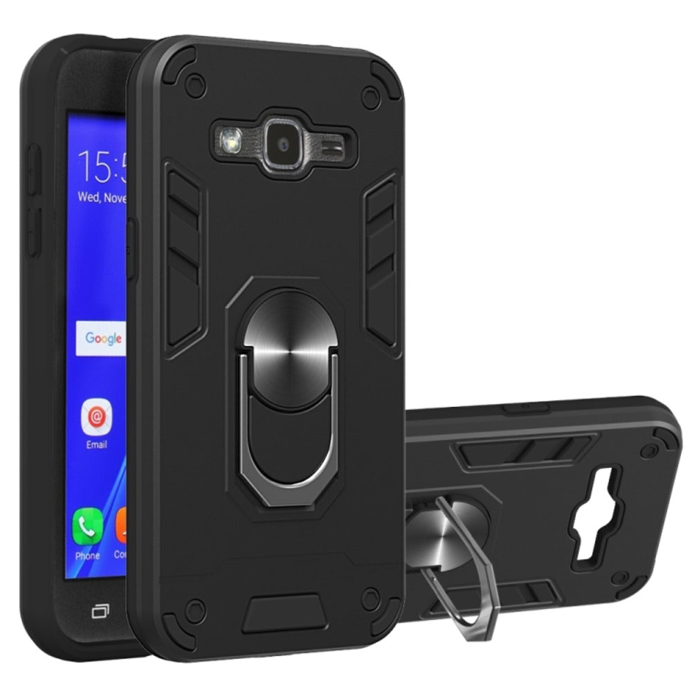 Funda para Samsung J7 con Anillo Metálico Negro Antishock