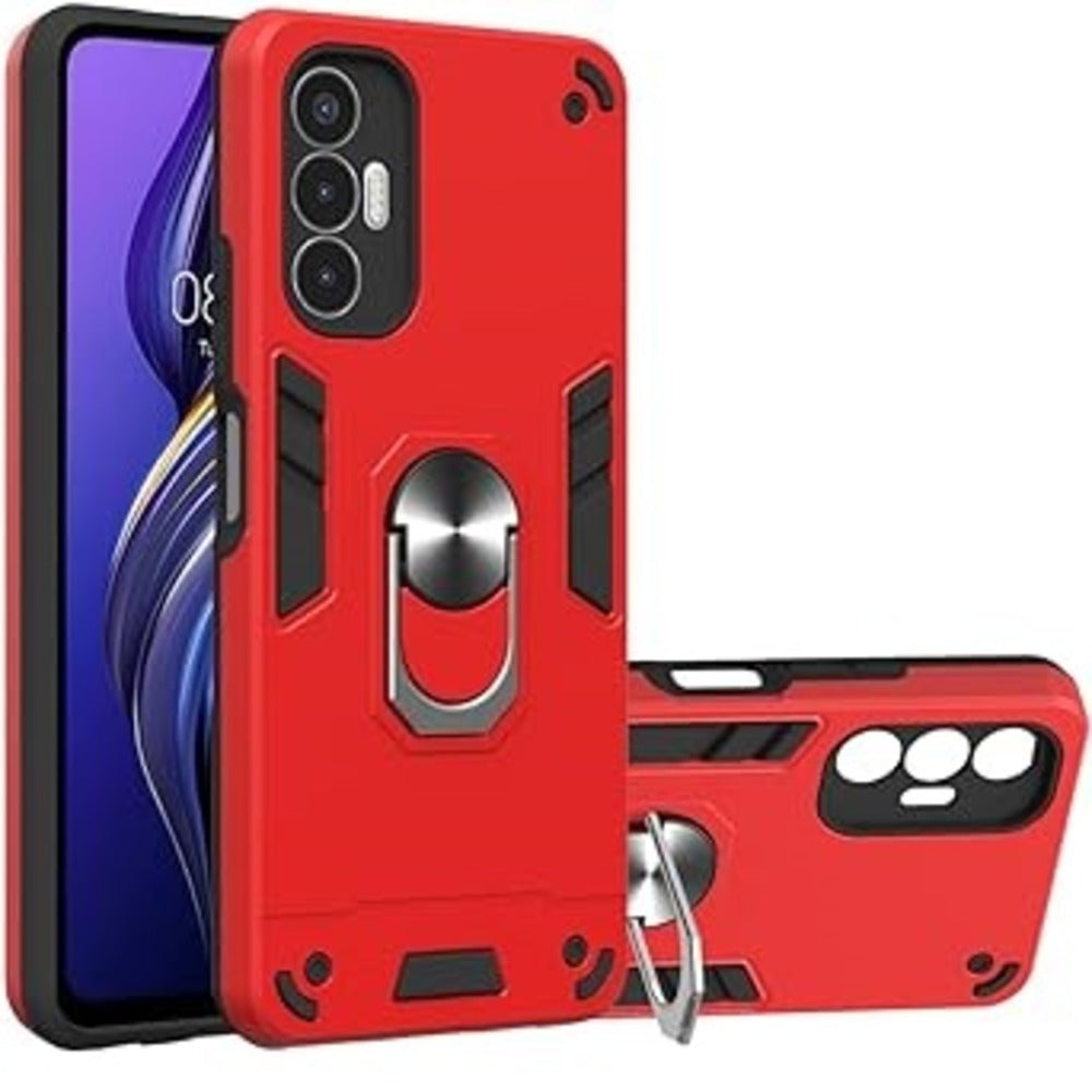 Funda Case para Zte A71 con Anillo Metálico Rojo Antishock