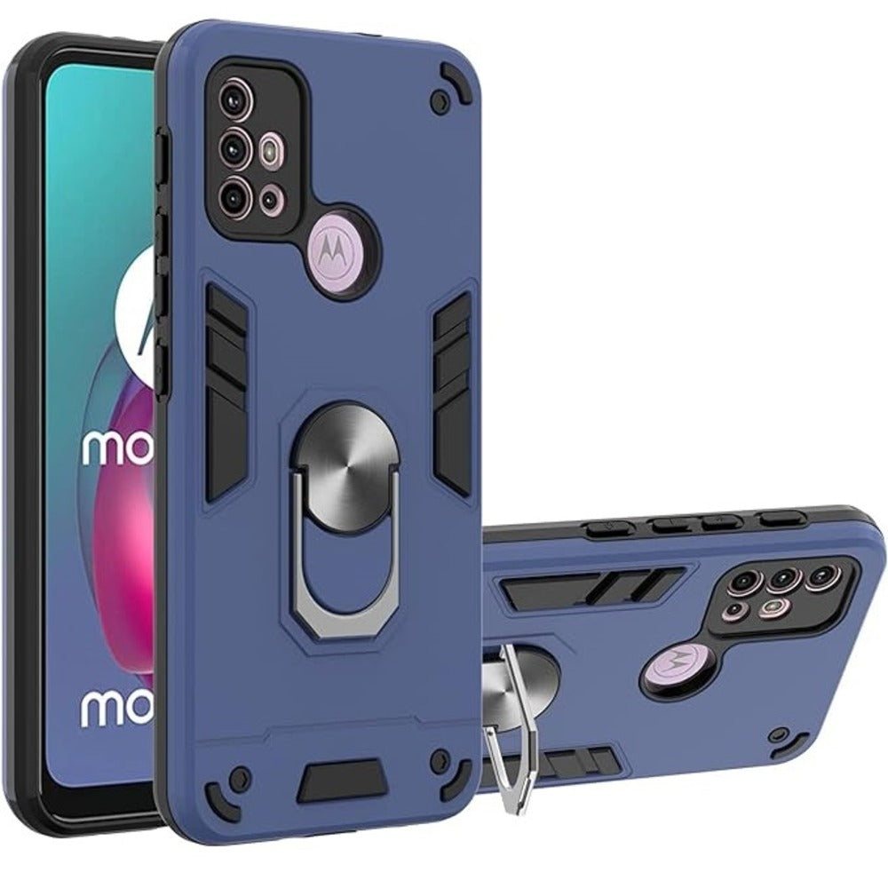 Funda Case para Motorola Moto G30 con Anillo Metálico Azul