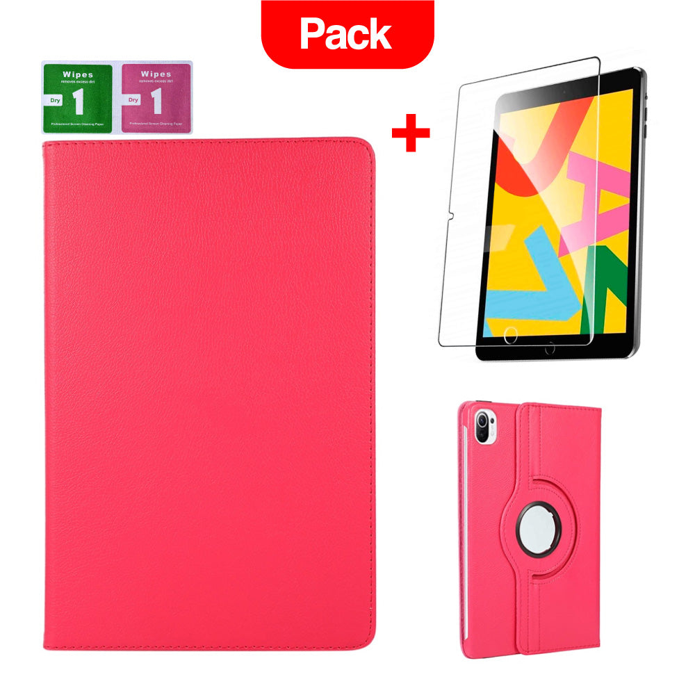 Combo Funda para Xiaomi Mi Pad 5  Giratoria Fucsia + Mica