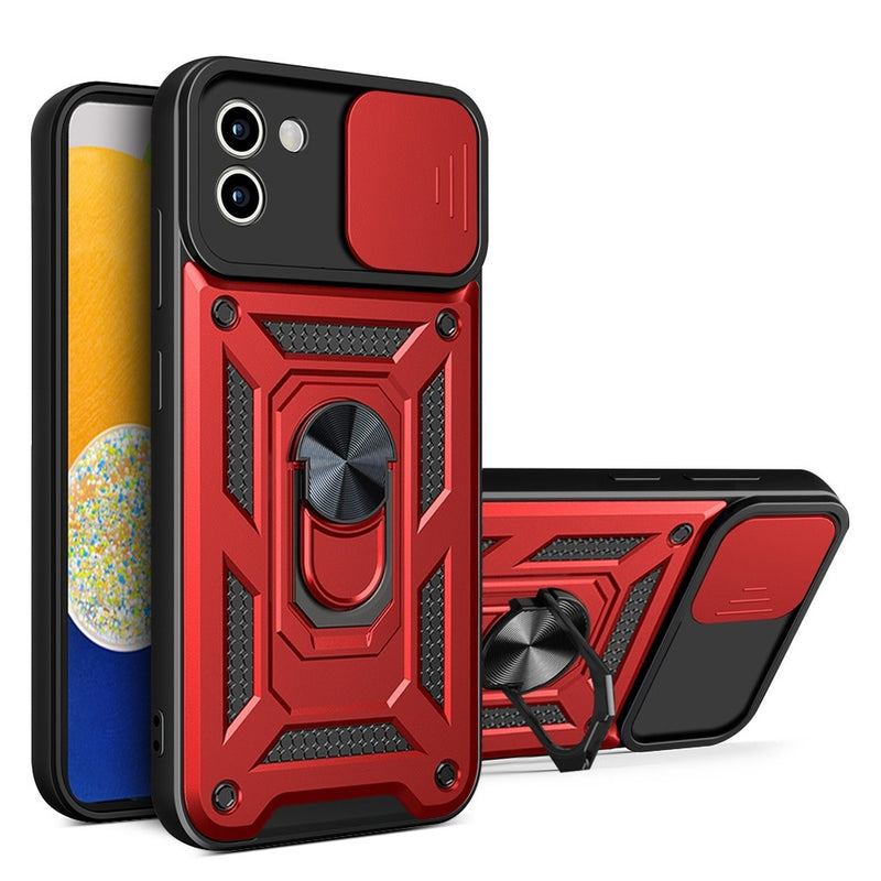 Funda Case para Samsung A12 Holder Protector Camara Rojo