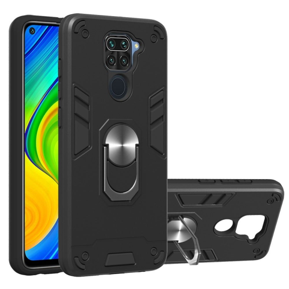 Funda para Xiaomi Redmi Note 9 con Anillo Metálico Negro