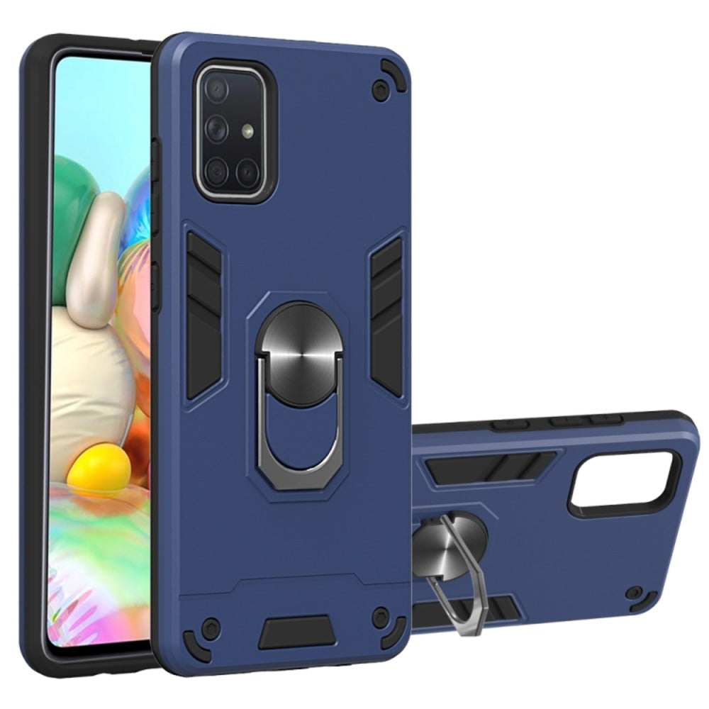 Funda para Samsung A71 con Anillo Metálico Azul Antishock