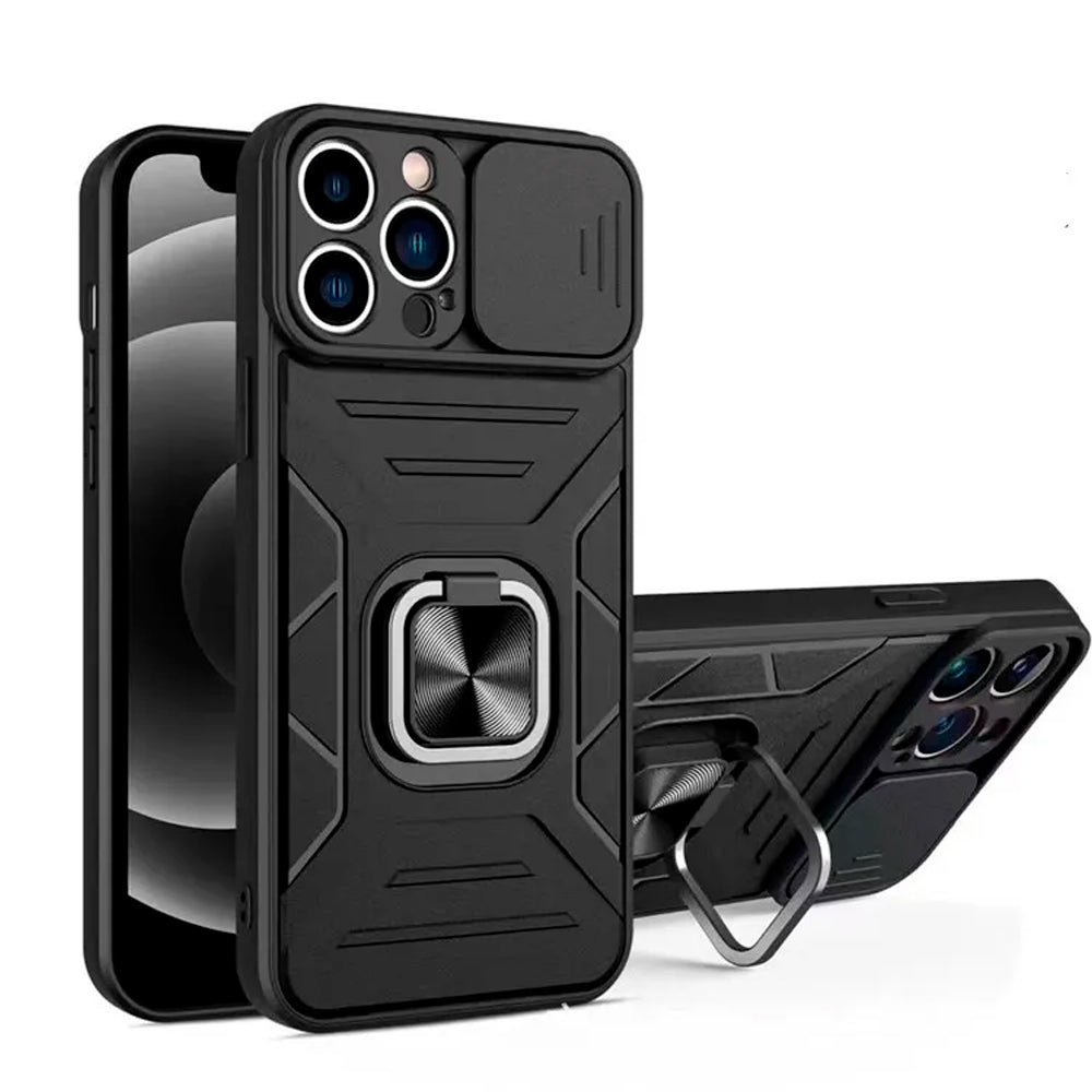 Funda Case para Realme C21Y Robot Negro con Aro y Protector