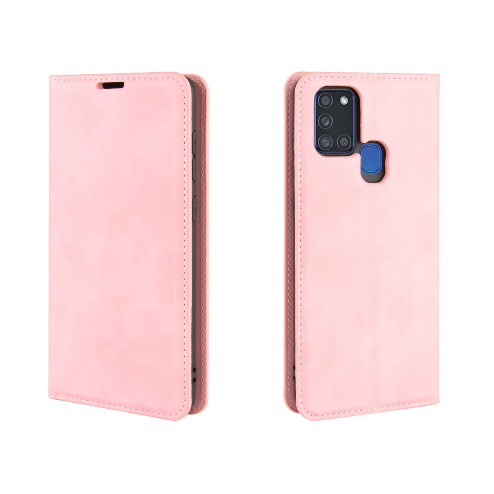 Funda Case para Samsung A21S Flip Cover Rosa Antishock