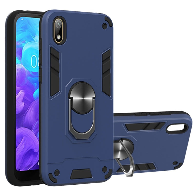 Funda para Zte A3 2020 con Anillo Metálico Azul Antishock