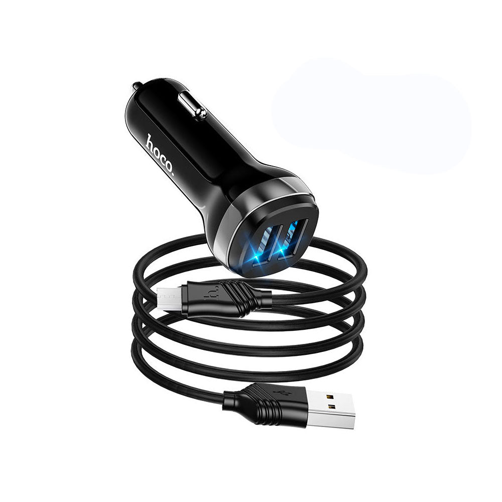 Cargador para coche USB a Micro USB Hoco Z40 2.4A Negro