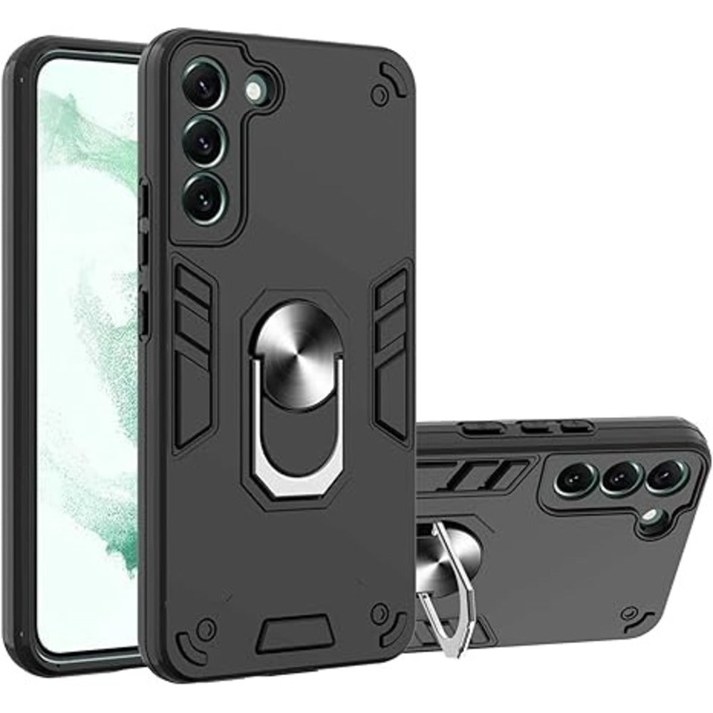 Funda para Samsung S23 con Anillo Metálico Negro Antishock