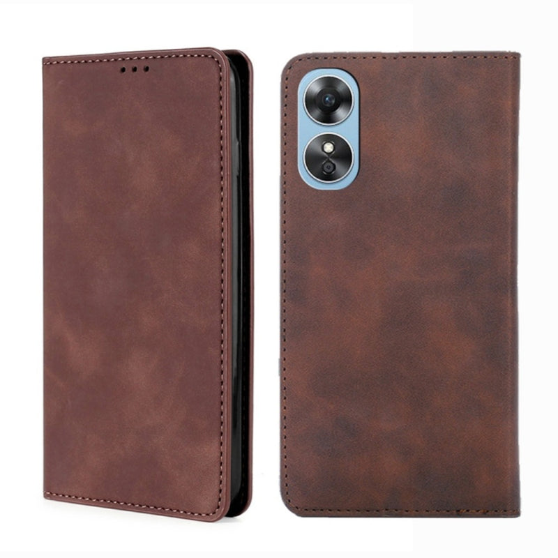 Funda Case para Oppo A17 Flip Cover Marrón Antishock