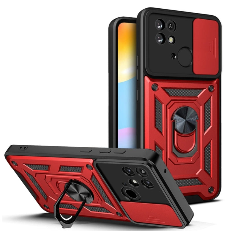 Funda Case de Xiaomi Redmi 10C Holder Protector Camara Rojo