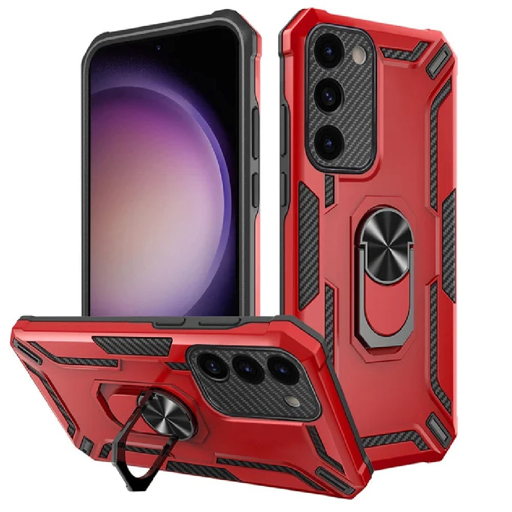 Funda Case de Xiaomi Poco F3 Holder Parante con Anillo Rojo